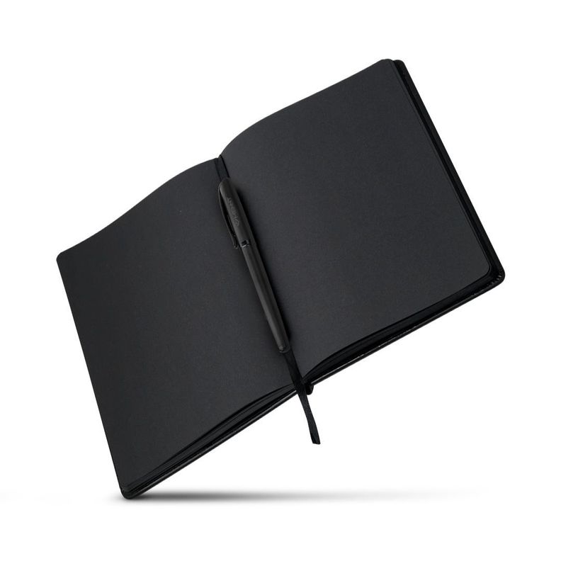Cuaderno Hojas Negras Planner A5 Agenda Lápiz + 3 Repuestos-1