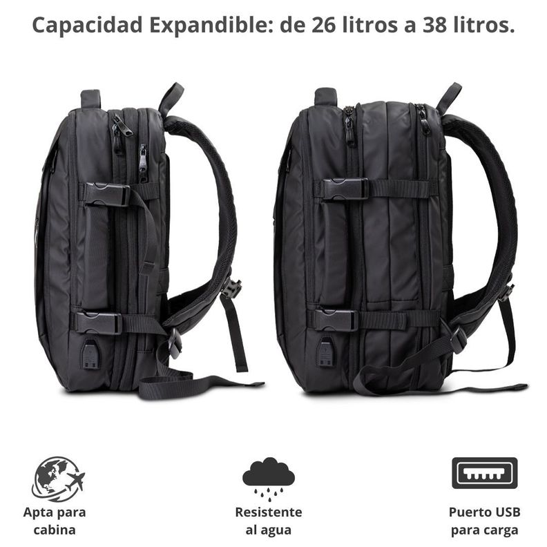 Mochila Carry On Impermeable Con Capucha Expansible 35L-1