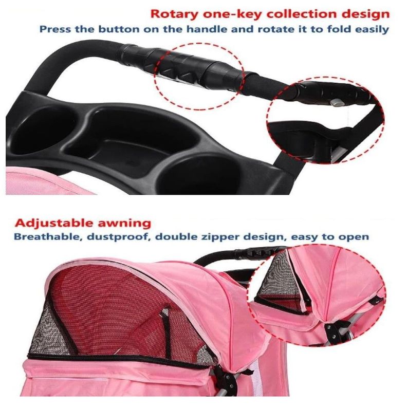 Coche Paseo Mascota Plegable Portatil 3 Ruedas-4