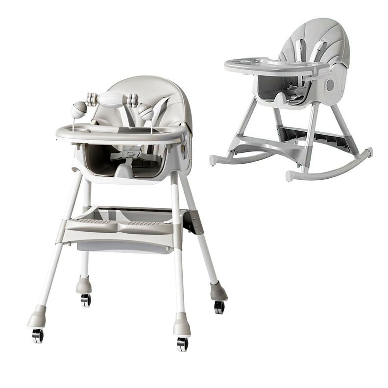 Silla Comer Bebe Doble Altura Safe Baby Mecedora Reclinable Gris
