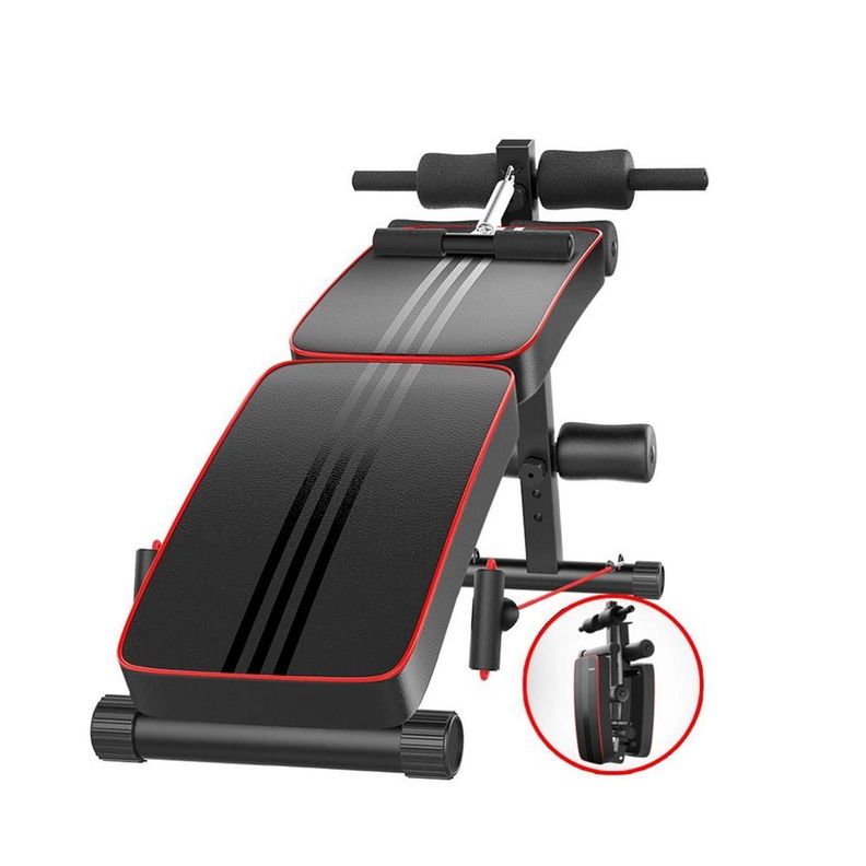 Banca Abdominales Full Pro Biceps Triceps Plegable Con Bandas Sportime-3
