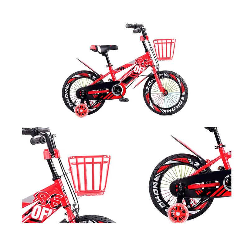 Bicicleta de montaña para Niños Luces LED y Colores Aro 12 Rojo-5