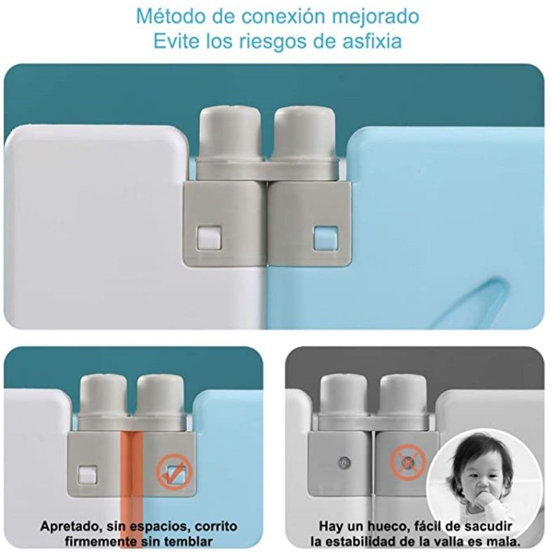 Corral Bebe Multiformas Plástico 14 + 2 Plegable Celeste-1