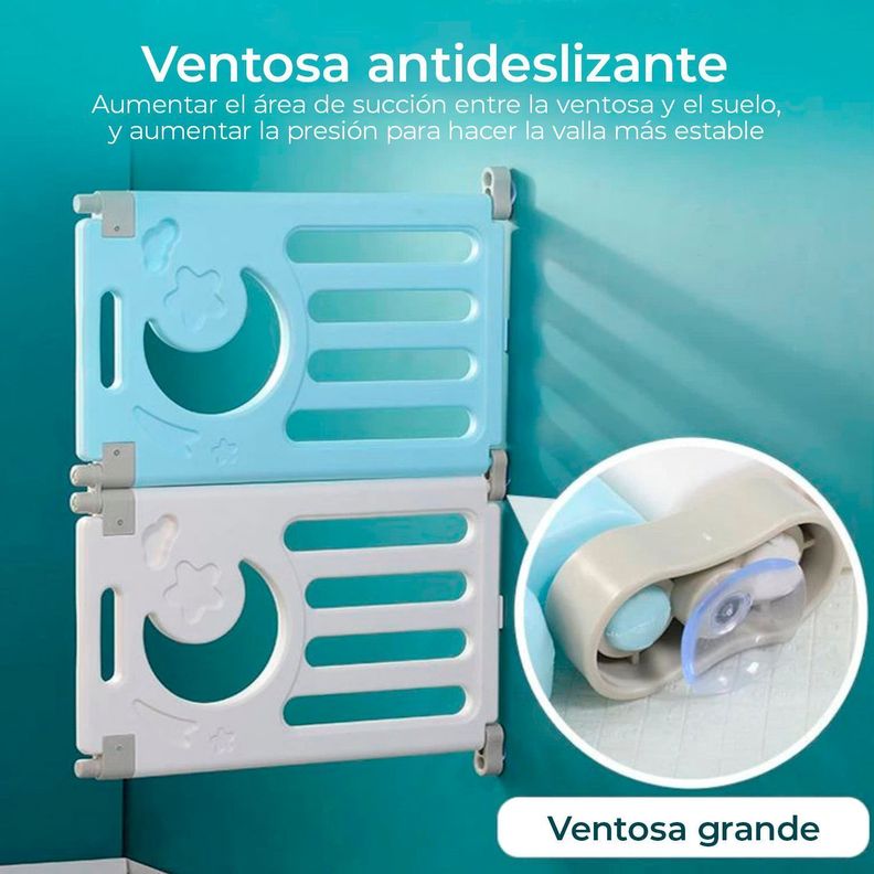 Corral Bebe Multiformas Plástico 14 + 2 Plegable Celeste-3