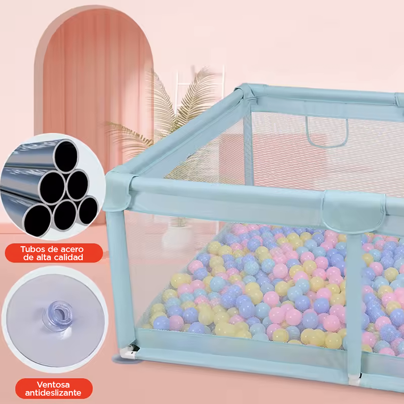 Corral de Seguridad Bebe 180cm Rectangular Celeste-4