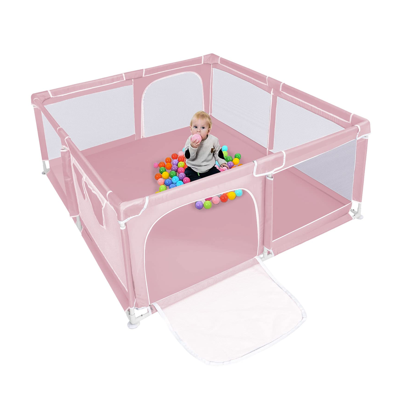 Corral de Seguridad Bebe 120cm Cuadrado Rosado-0