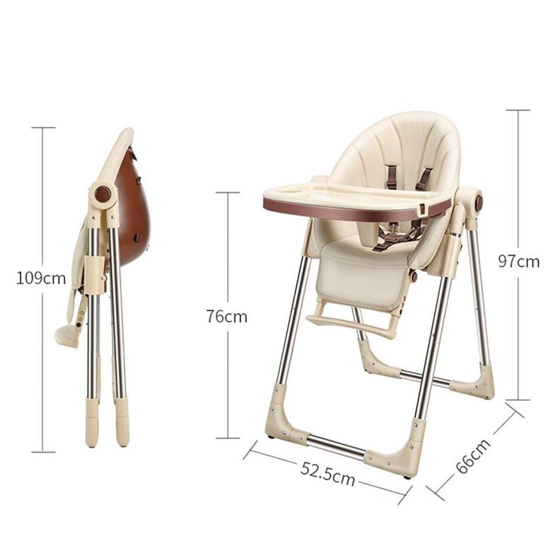 Silla De Comer Bebe Regulable Eco Cuero Beige-1