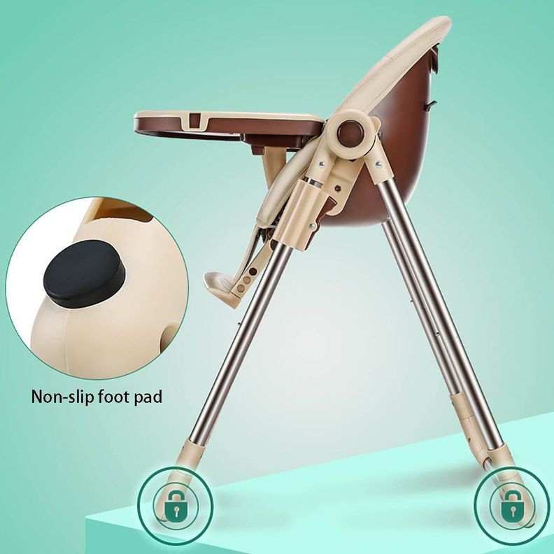 Silla De Comer Bebe Regulable Eco Cuero Beige-5