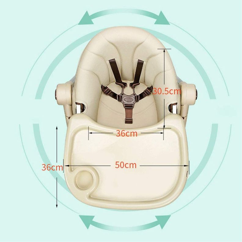 Silla De Comer Bebe Regulable Eco Cuero Beige-6