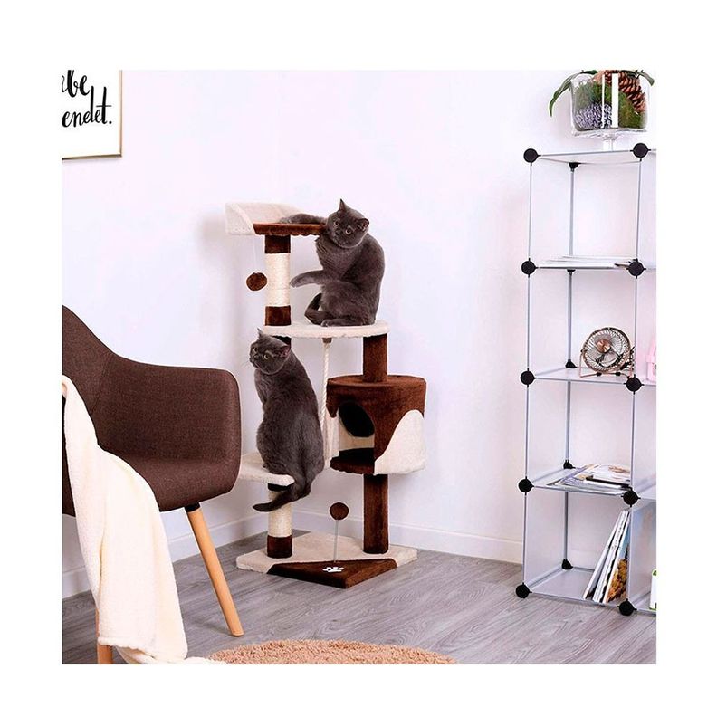 Rascador Para Gato Tipo Torre Grande 3 Niveles 112 cms. + Cuerda-2