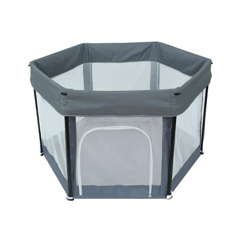 Corral Plegable Infantil Portatil Gris-0