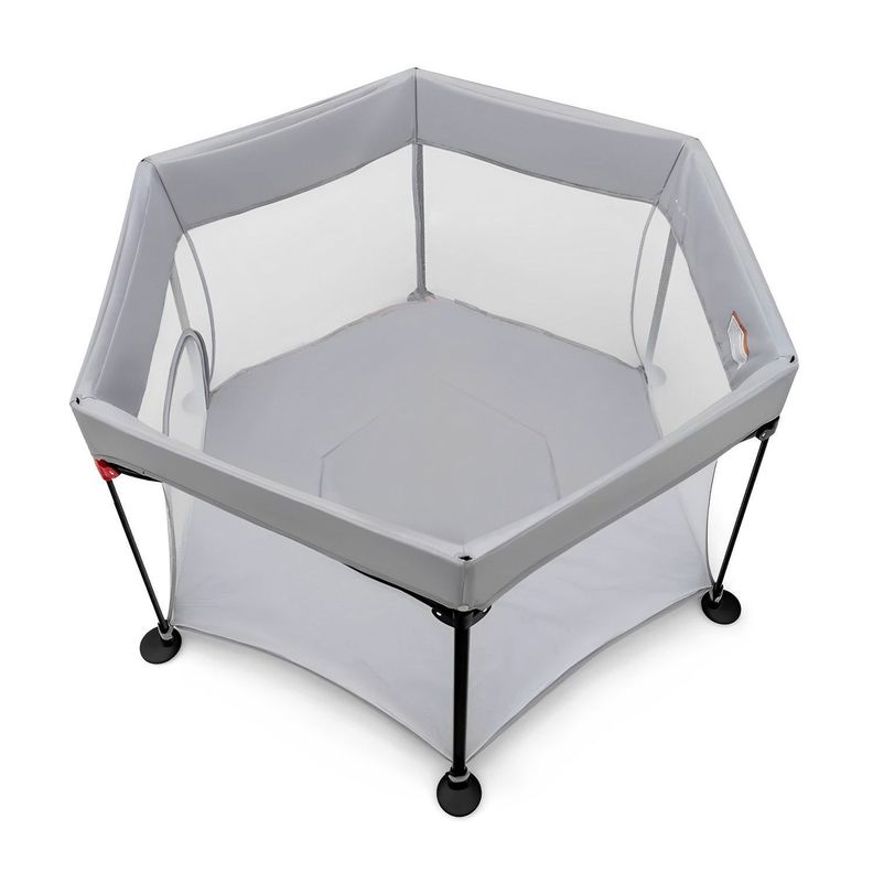 Corral Plegable Infantil Portatil Gris-1
