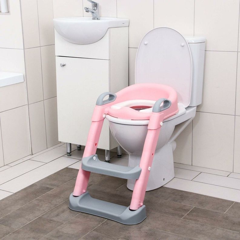 Asiento Adaptador De Baño Escalera Pelela Rosada-5