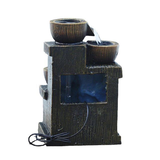 Decoración Cascada Cuenco Fuente de Escritorio 4 Niveles con Luces LED-5