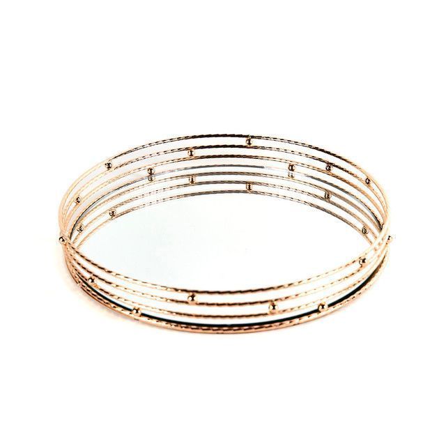 Bandeja Decorativa Espejo Gold/ Centro de Mesa 38 cm-2