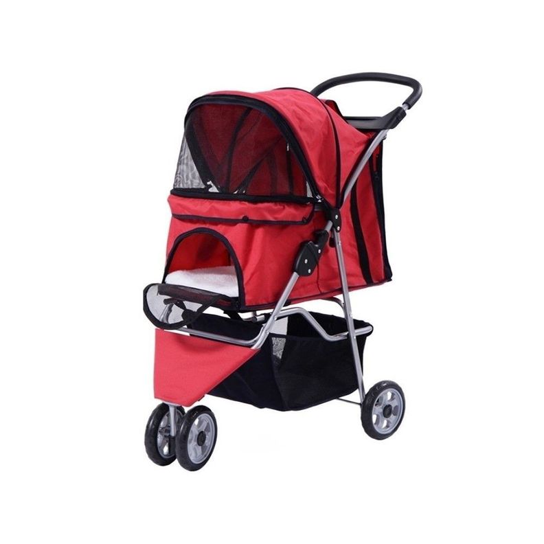 Coche Para Mascotas De 3 Ruedas Rojo-0