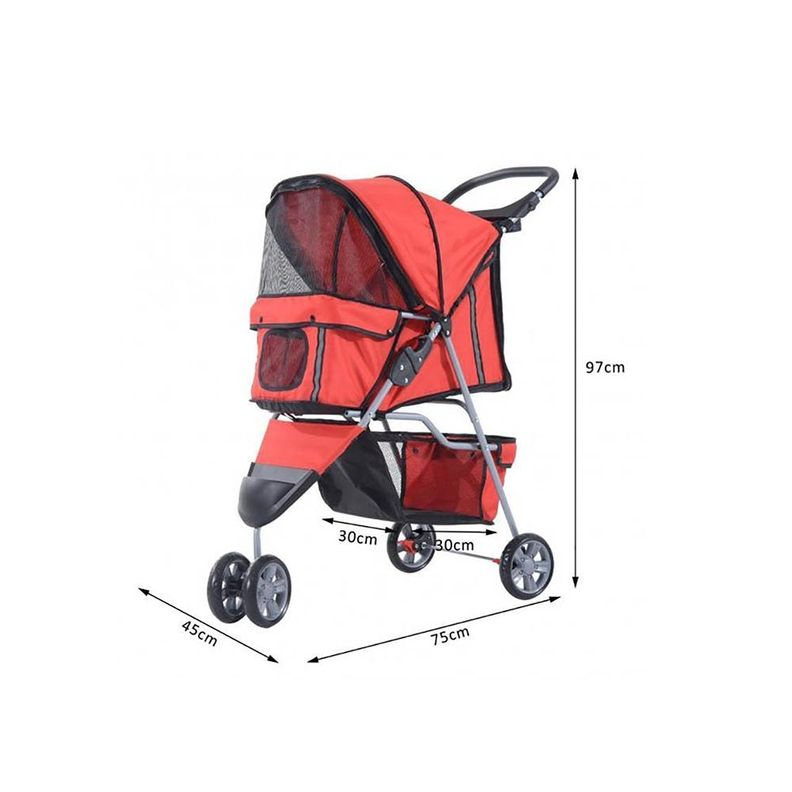 Coche Para Mascotas De 3 Ruedas Rojo-3