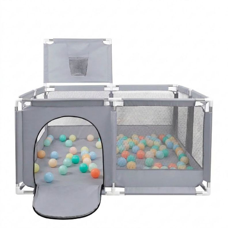 Corral de Seguridad Bebe Con Aro 126x126 Cm. Gris