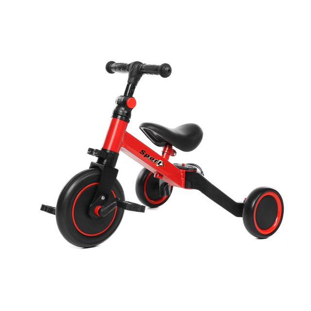 Triciclo Correpasillos Bicicleta de Aprendizaje Multiposiciones 3 En 1 Rojo-0