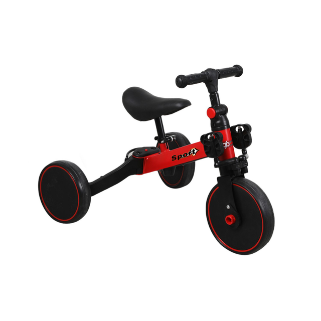 Triciclo Correpasillos Bicicleta de Aprendizaje Multiposiciones 3 En 1 Rojo-1