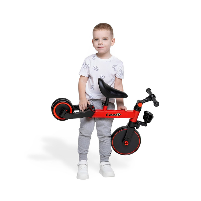 Triciclo Correpasillos Bicicleta de Aprendizaje Multiposiciones 3 En 1 Rojo-3