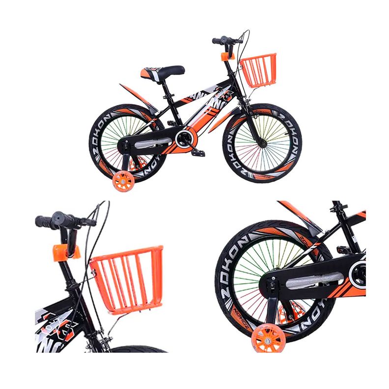 Bicicleta de montaña para Niños Luces LED y Colores Aro 12 Naranja-5