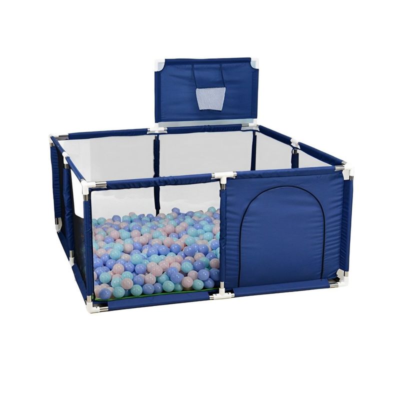 Corral de Seguridad Bebe 126cm Con Aro y Pelotitas Azul-1