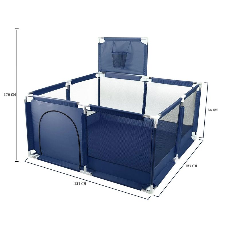Corral de Seguridad Bebe 126cm Con Aro y Pelotitas Azul-2