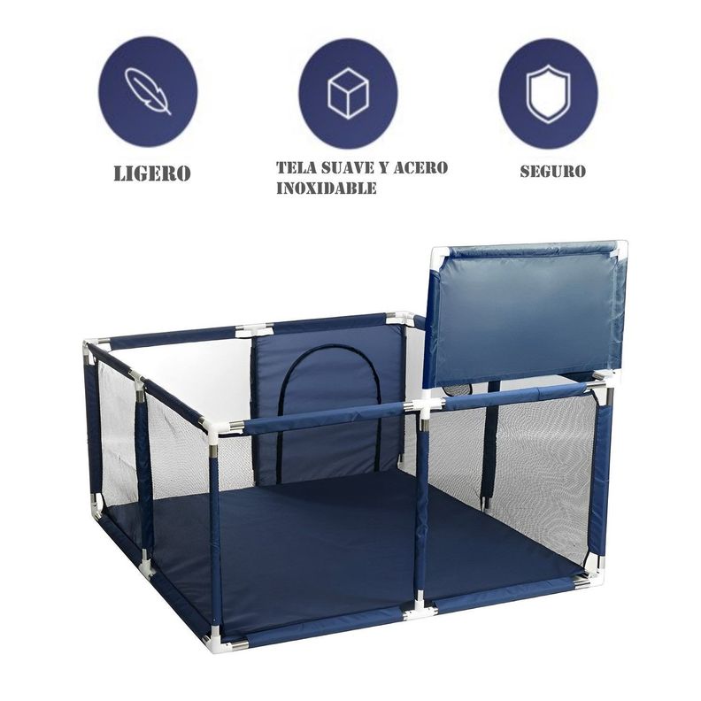 Corral de Seguridad Bebe 126cm Con Aro y Pelotitas Azul-3