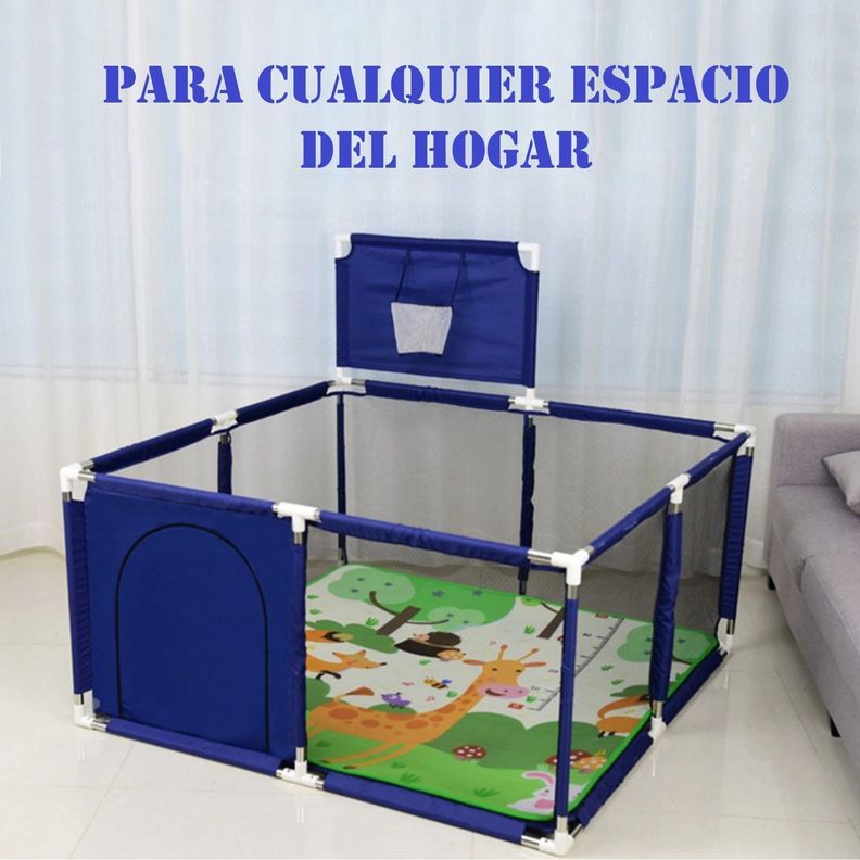 Corral de Seguridad Bebe 126cm Con Aro y Pelotitas Azul-5