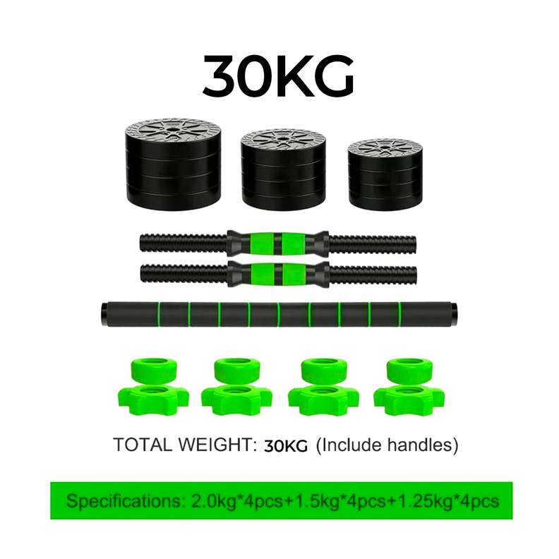 Juego De Mancuernas De 30 Kg Con Union Light Green-4