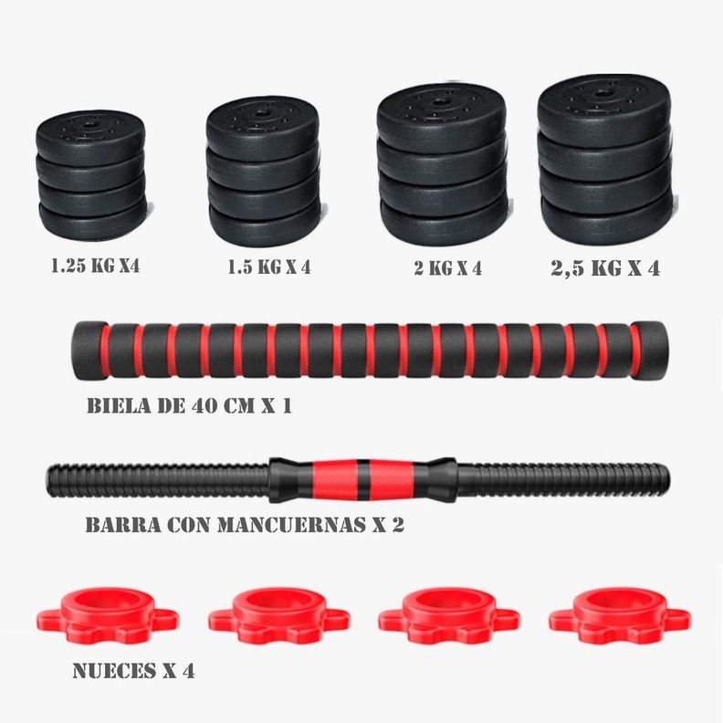 Set de Mancuernas de 30 Kg con Union Red-4