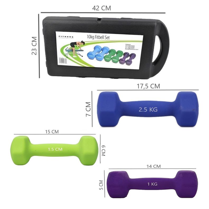 Set Mancuernas Hexagonales de 10 Kg + Maletin-2