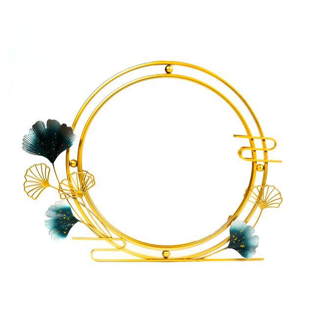 Espejo Redondo Deco Mural Dorado Floral 70 cm-0