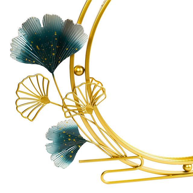 Espejo Redondo Deco Mural Dorado Floral 70 cm-2