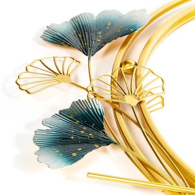 Espejo Redondo Deco Mural Dorado Floral 70 cm-3