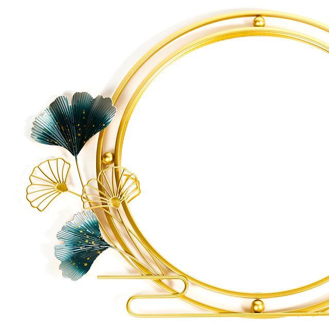 Espejo Redondo Deco Mural Dorado Floral 70 cm-4
