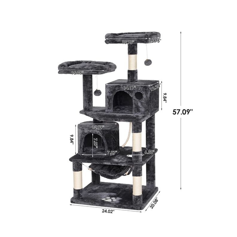 Rascador Gatos Tipo Torre 145cm Mas Hamaca Arbol Terciopelo-2