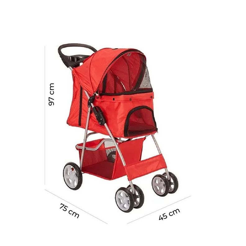 Coche Paseo Mascota Plegable Portatil 4 Ruedas-2