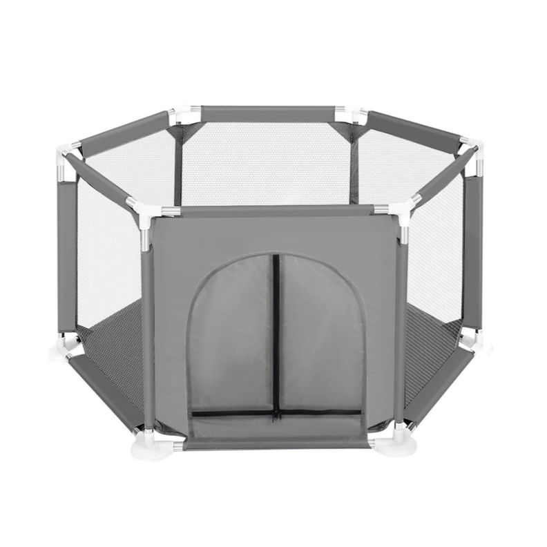 Corral de Seguridad Bebe hexagonal con Aro de basketball Gris-1