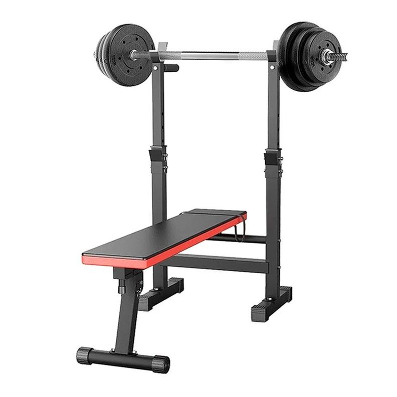 Press Banca Abdominal Reclinable Para Pesas Con Rack-1