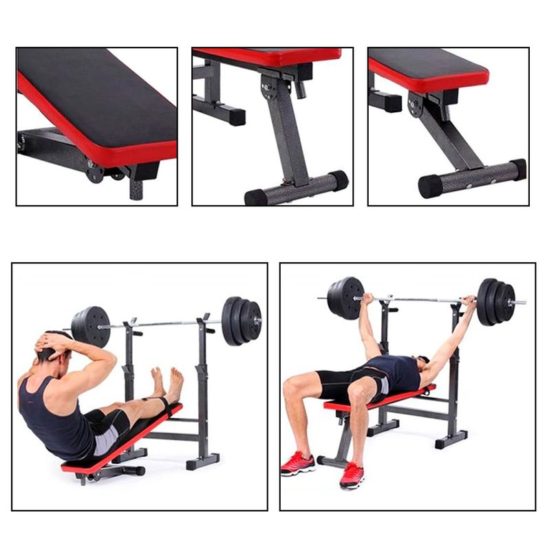 Press Banca Abdominal Reclinable Para Pesas Con Rack-6