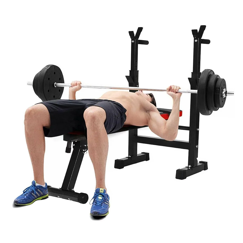 Press Banca Abdominal Reclinable Para Pesas Con Rack-7
