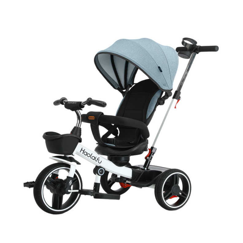 Triciclo 4 en 1 Plegable Reclinable 360° Azul petróleo-0