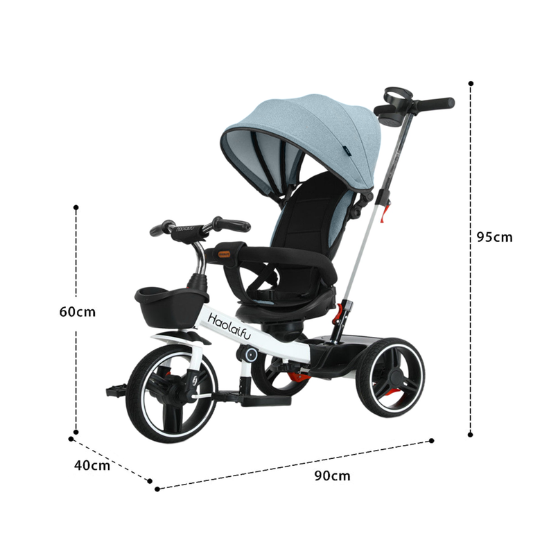 Triciclo 4 en 1 Plegable Reclinable 360° Azul petróleo-2