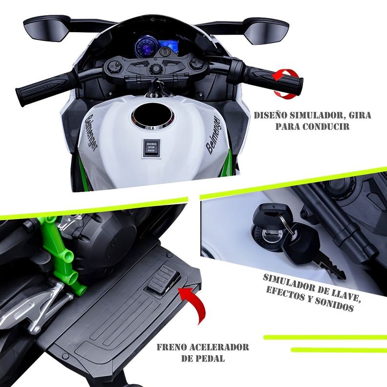 Moto Electrica Niños Alta Gama Luces Led Y Sonido Blanco-1