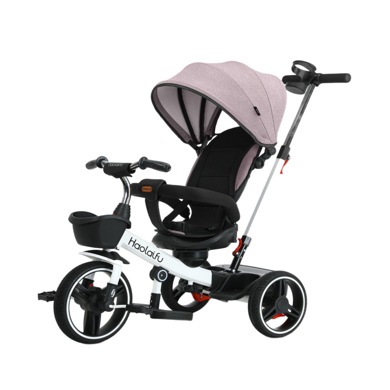 Triciclo coche  4 en 1 Plegable Reclinable 360° Rosado-0
