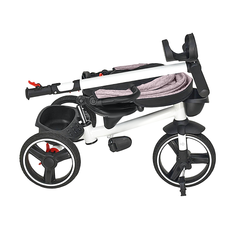 Triciclo coche  4 en 1 Plegable Reclinable 360° Rosado-3