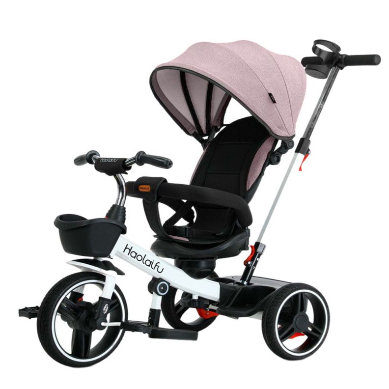 Triciclo coche 4 en 1 Plegable Reclinable 360 Rosado