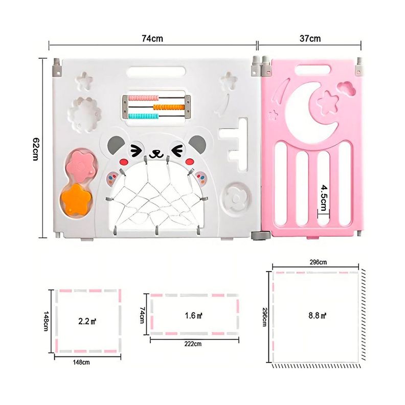 Corral de Seguridad Bebe Multiformas 12+2 Plegable -1